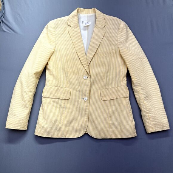 Women's Size 6/7 Blazer Gray Vintage Made In Japan Yellow Striped - Picture 3 of 13